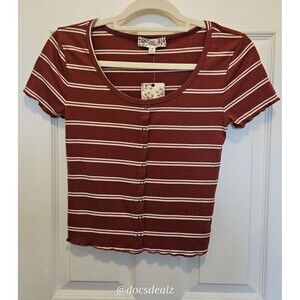 Pink Republic Top Apple Cider with White Stripes Size Medium